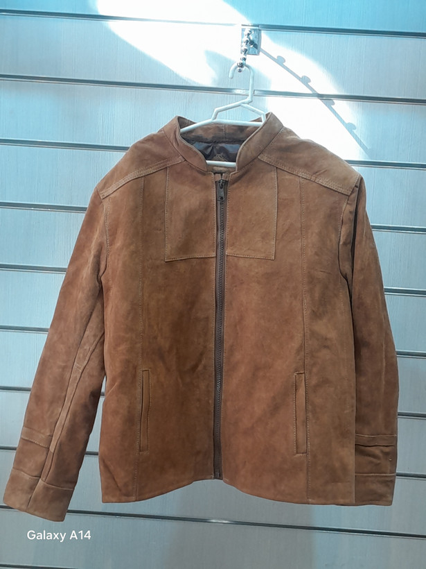 کاپشن مردانه چرم جیر اصلی برند leather SAJADبادوام بسیار بالا