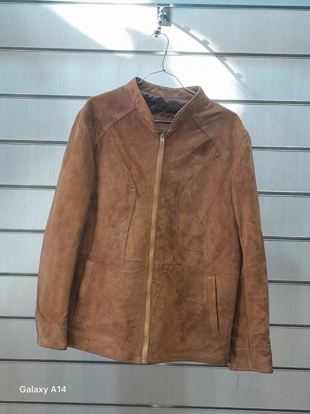 کاپشن مردانه چرم جیر اصلی برند leather SAJADبادوام بسیار بالا