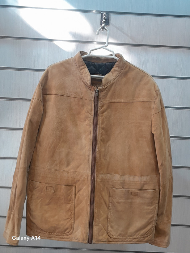 کاپشن مردانه چرم جیر اصلی برند leather SAJADبادوام بسیار بالا