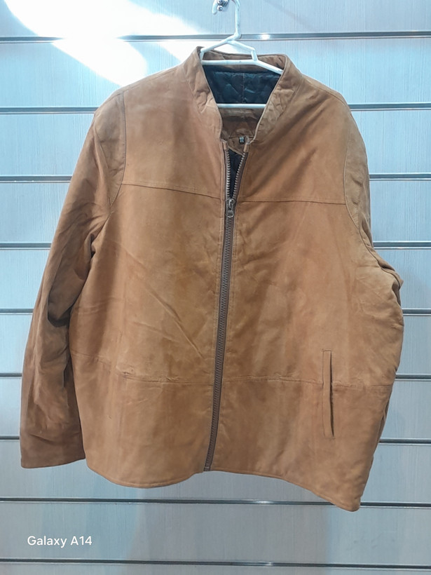 کاپشن مردانه چرم جیر اصلی برند leather SAJADبادوام بسیار بالا