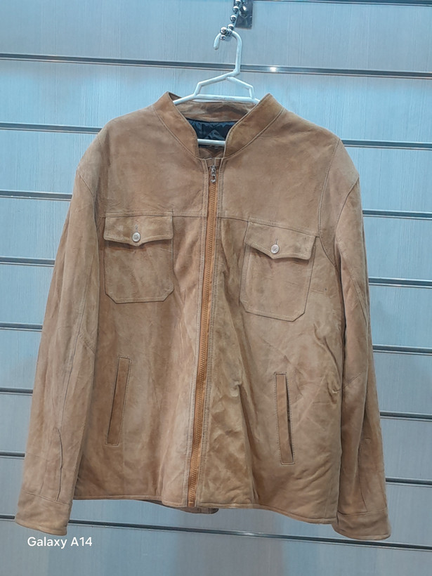 کاپشن مردانه چرم جیر اصلی برند leather SAJADبادوام بسیار بالا