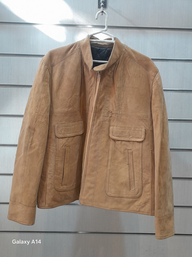 کاپشن مردانه چرم جیر اصلی برند leather SAJADبادوام بسیار بالا
