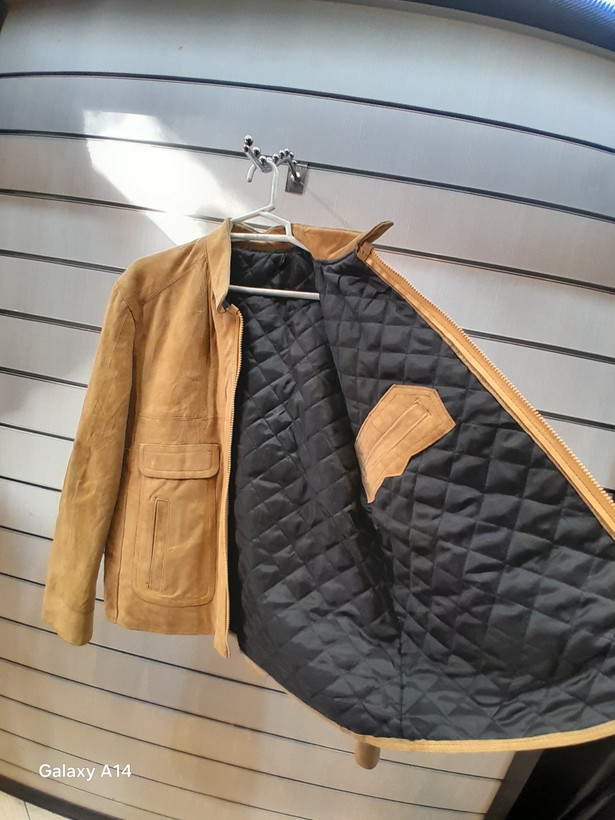 کاپشن مردانه چرم جیر اصلی برند leather SAJADبادوام بسیار بالا