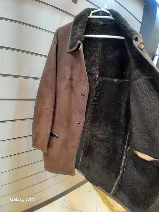 اورکت مردانه پوست بوفالو اصلی برند leather SAJAD بادام بسیار بالا