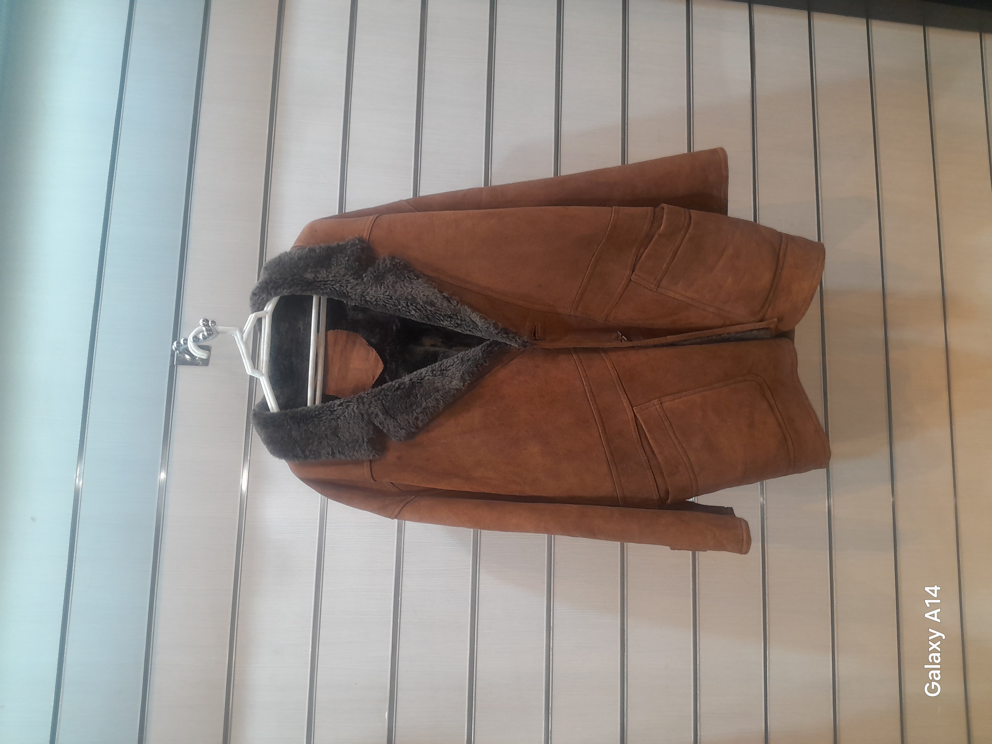 اورکت مردانه پوست بوفالو اصلی برند leather SAJAD بادام بسیار بالا