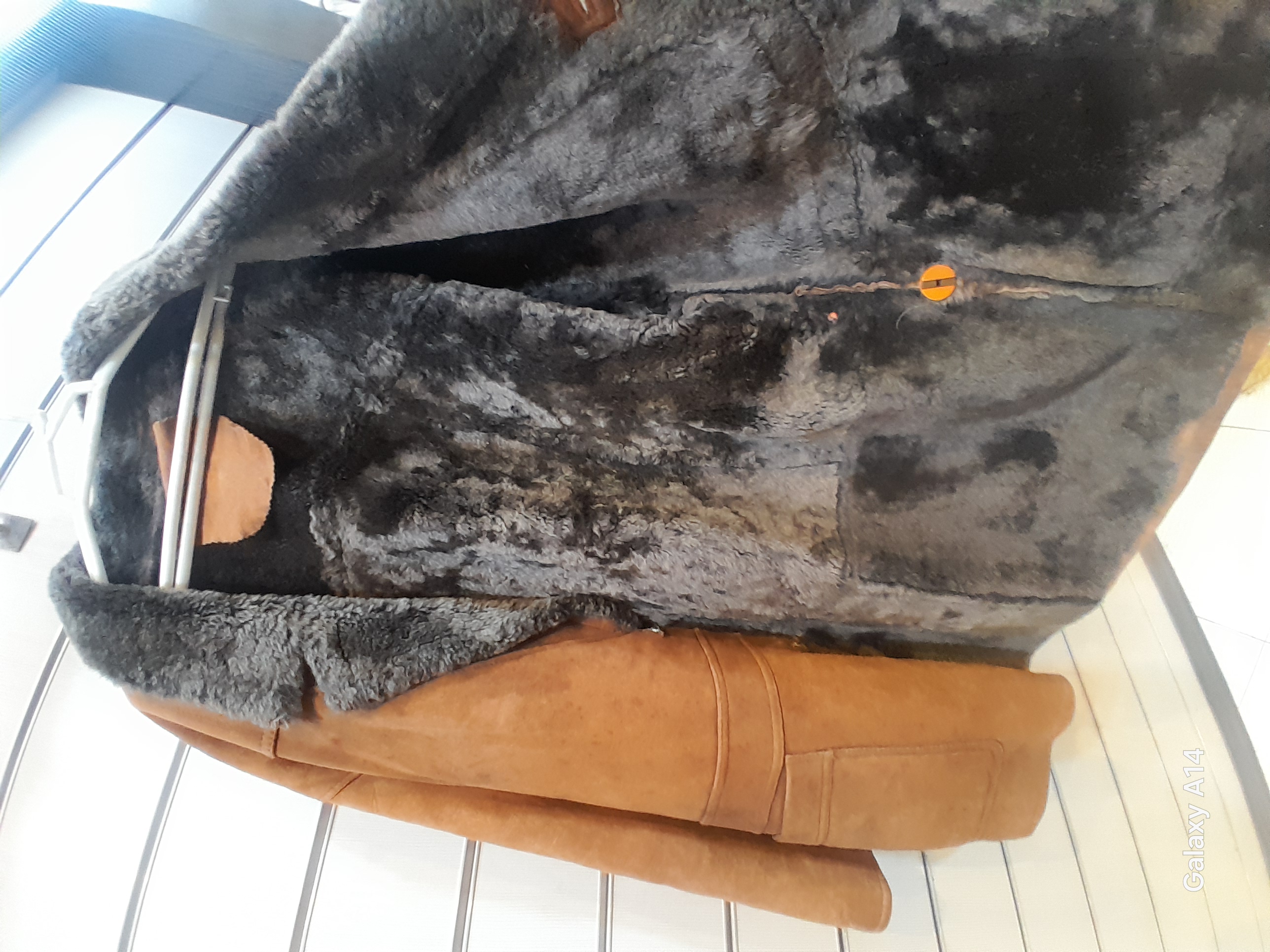 اورکت مردانه پوست بوفالو اصلی برند leather SAJAD بادام بسیار بالا