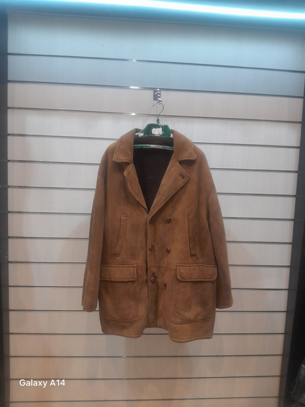 اورکت مردانه پوست بوفالو اصلی برند leather SAJAD بادام بسیار بالا
