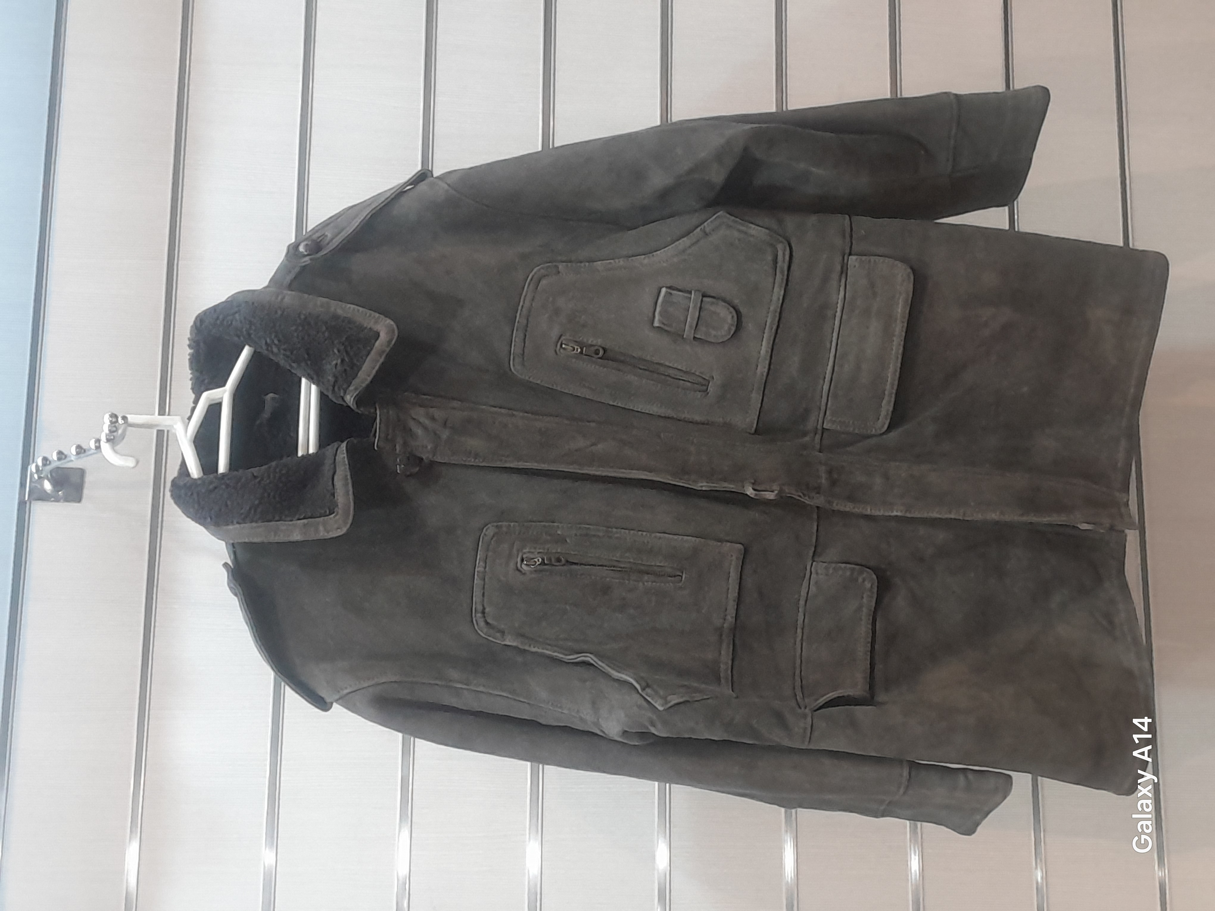 اورکت مردانه پوست بوفالو اصلی برند leather SAJAD بادام بسیار بالا
