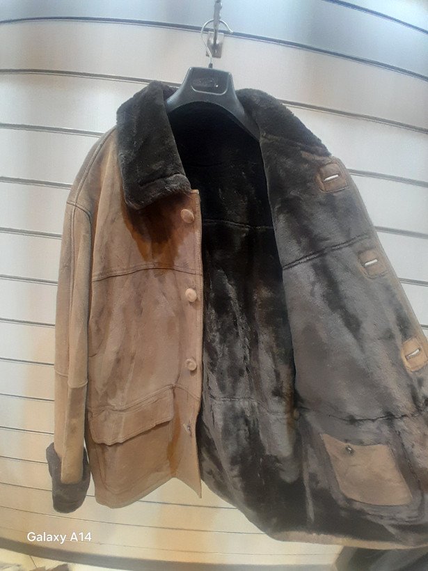 اورکت مردانه پوست بوفالو اصلی برند leather SAJAD بادام بسیار بالا