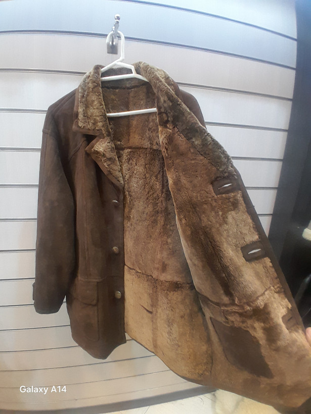اورکت مردانه پوست بوفالو اصلی برند leather SAJAD بادام بسیار بالا