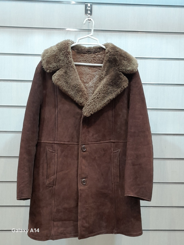 اورکت مردانه پوست بوفالو یقه پوست گوسفندمیرینوس اصلی برند leather SAJAD بادام بسیار بالا