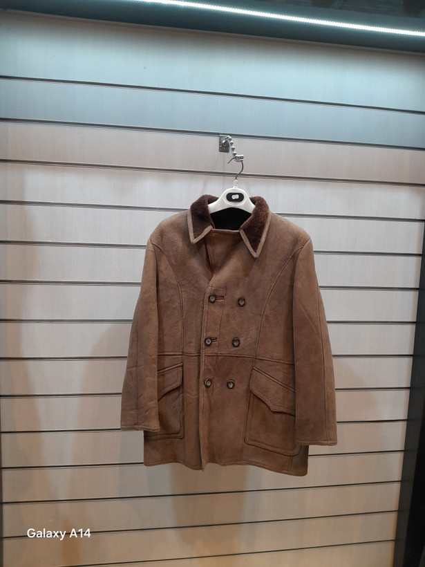 اورکت مردانه پوست بوفالو اصلی برند leather SAJAD بادام بسیار بالا