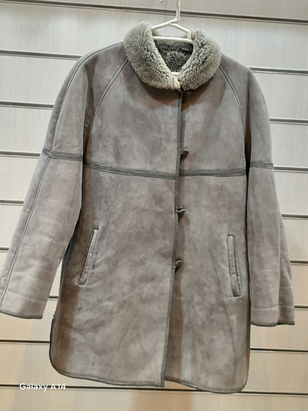 اورکت مردانه پوست بوفالو یقه پوست گوسفندمیرینوس اصلی برند leather SAJAD بادام بسیار بالا