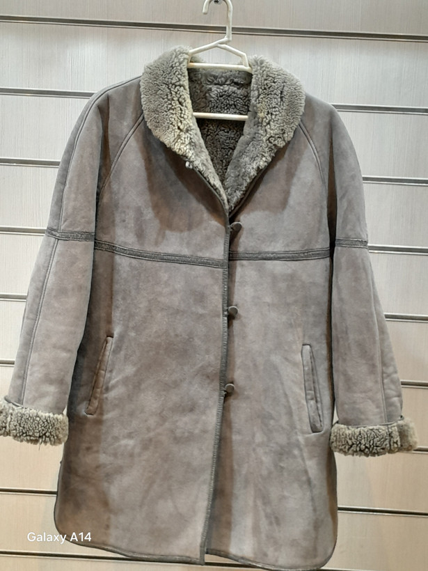 اورکت مردانه پوست بوفالو یقه پوست گوسفندمیرینوس اصلی برند leather SAJAD بادام بسیار بالا