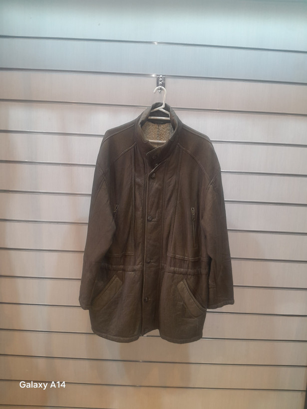 اورکت مردانه پوست بوفالو اصلی برند leather SAJAD بادام بسیار بالا