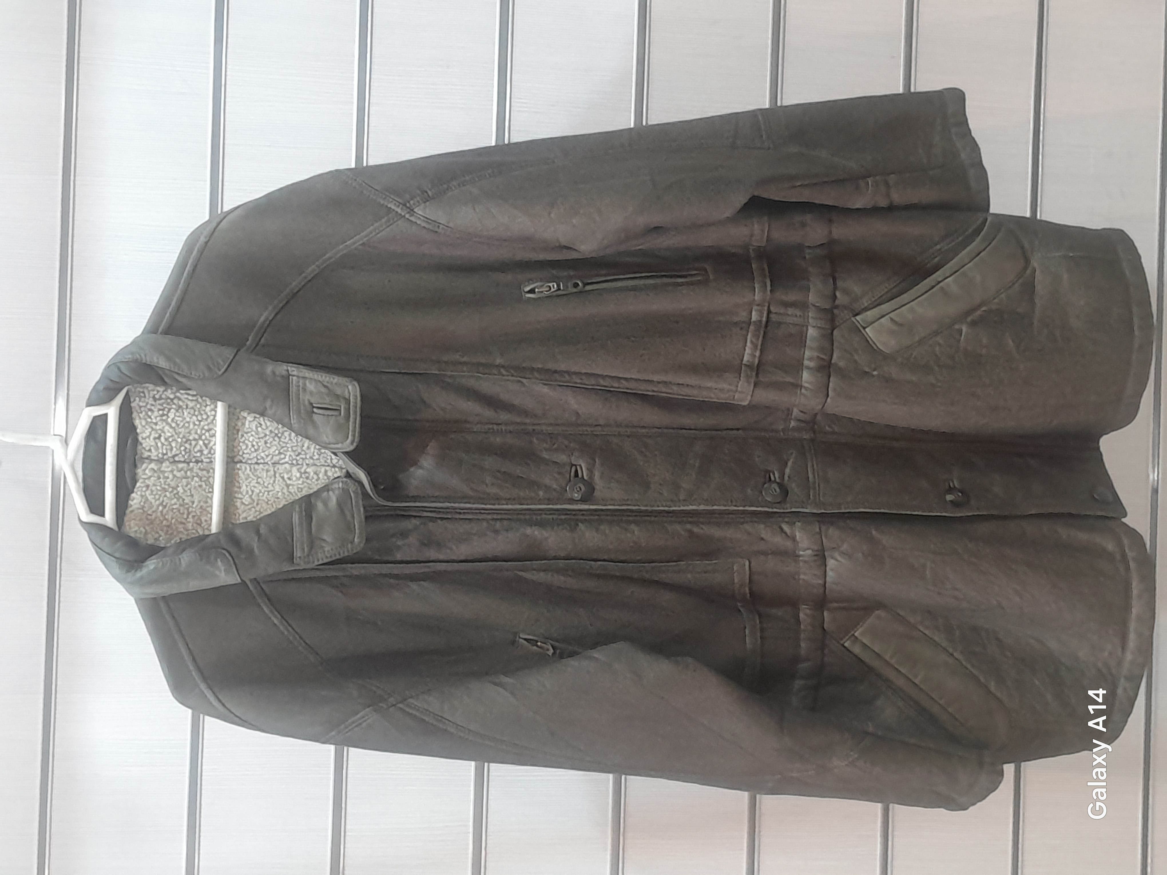 اورکت مردانه پوست بوفالو اصلی برند leather SAJAD بادام بسیار بالا