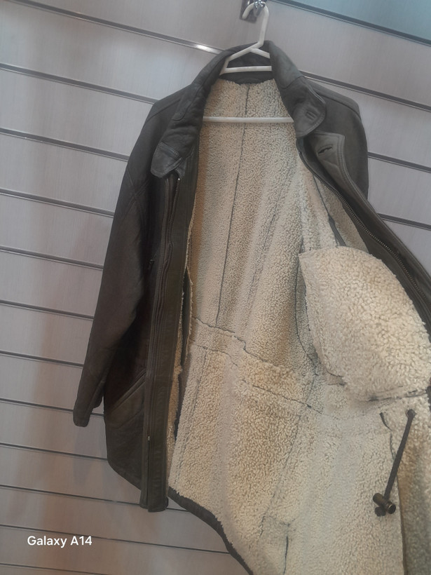 اورکت مردانه پوست بوفالو اصلی برند leather SAJAD بادام بسیار بالا