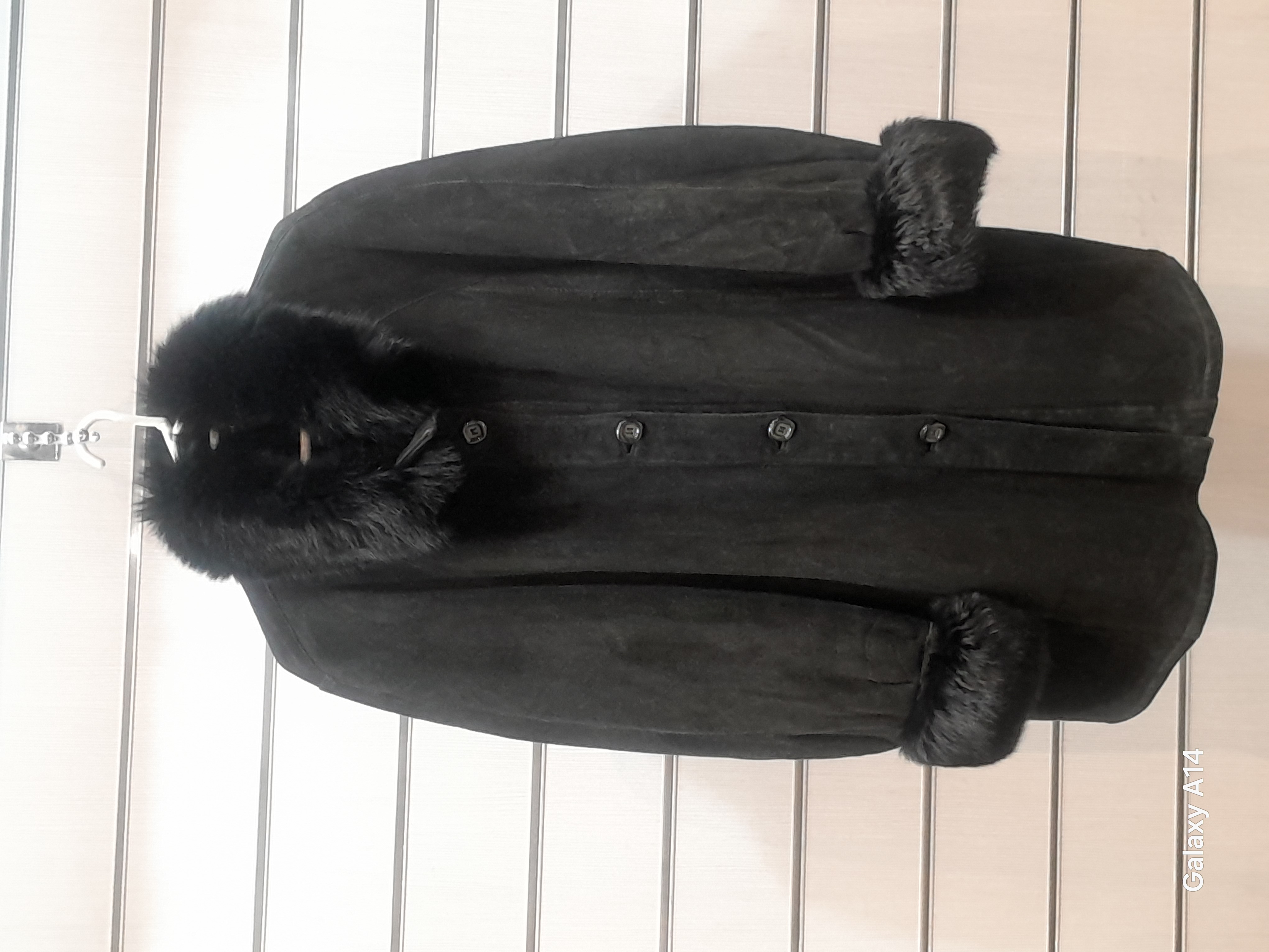 پالتو یونیسکس پوست بوفالو یقه پوست روباه طبیعی برند leather SAJAD بادوام وگرمابسیار بالا